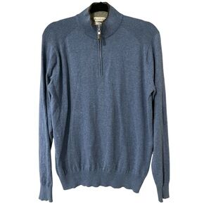 Peter Millar Men's Merino Wool Blend Quarter Zip Sweater in Blue Haze, size Med